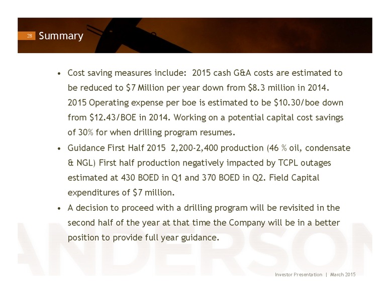 INVESTOR PRESENTATION – Anderson Energy Ltd – slide 27