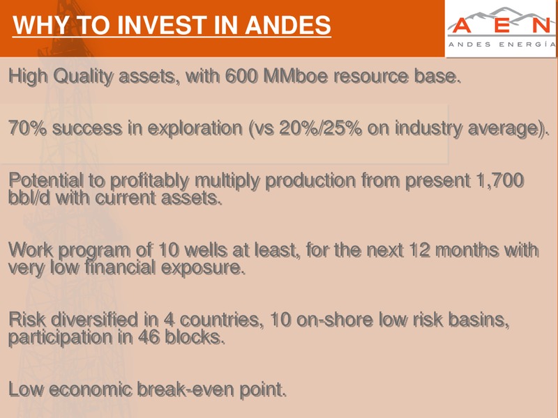 JUNE 2013 INVESTOR PRESENTATION – Andes Energia Plc – slide 17