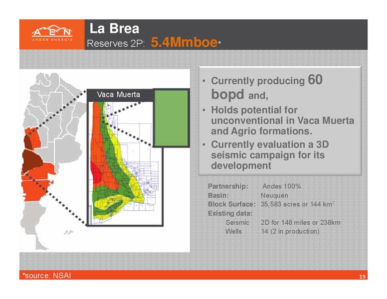 SEPTEMBER 2012 INVESTOR PRESENTATION – Andes Energia Plc – slide 18