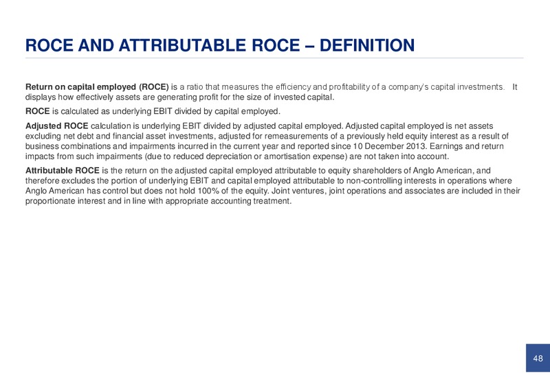 PRELIMINARY RESULTS YEAR ENDED 31 DECEMBER 2014 – Anglo American Plc – slide 47