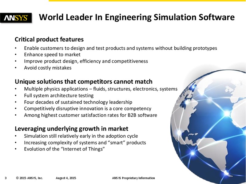 Q2 2015 Earnings Call – ANSYS, INC – slide 2