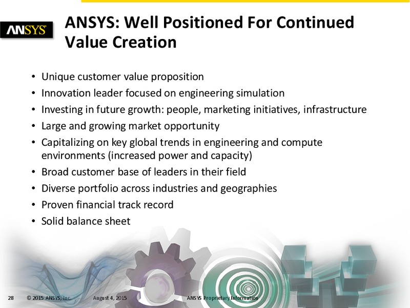 Q2 2015 Earnings Call – ANSYS, INC – slide 27