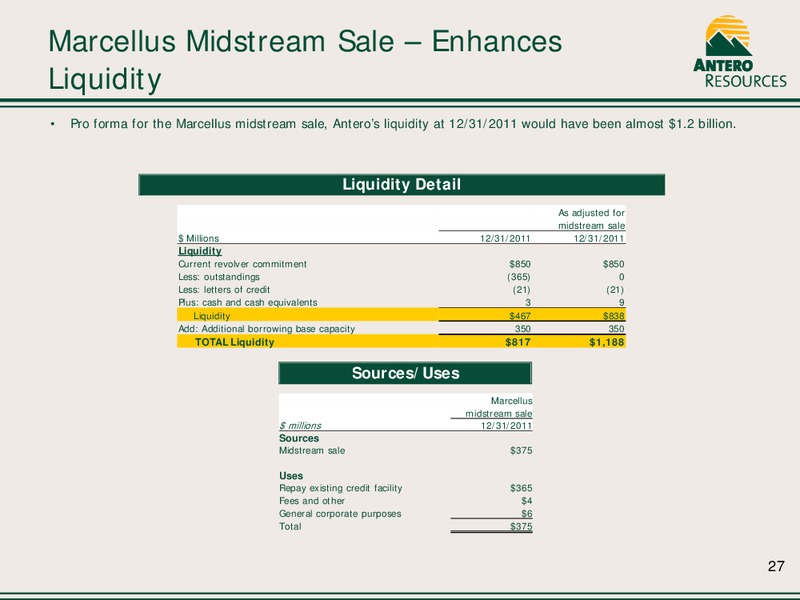 2012 CORPORATE PRESENTATION – Antero Resources – slide 27