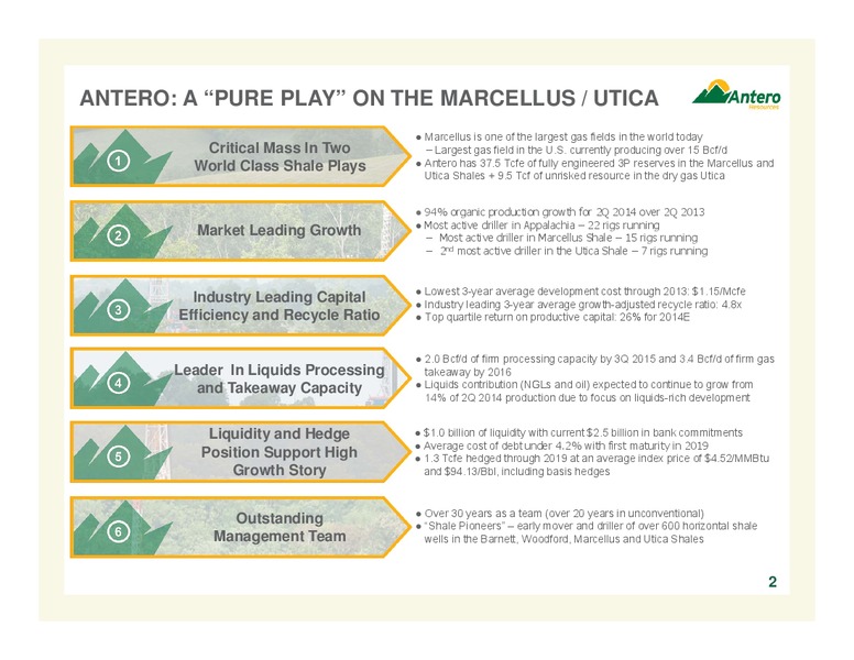 AUGUST 2014 COMPANY OVERVIEW – Antero Resources – slide 2