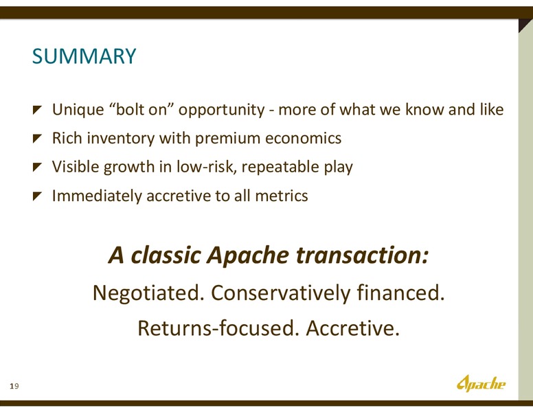 The Cordillera Energy Partners III LLC Acquisition – Apache Corp – slide 18
