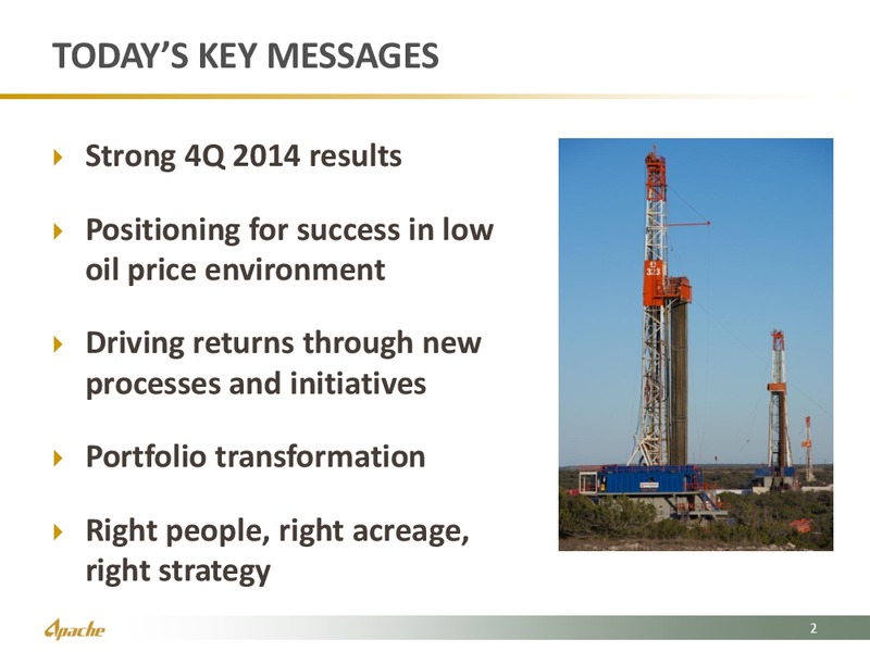 CREDIT SUISSE ENERGY SUMMIT – Apache Corp – slide 2