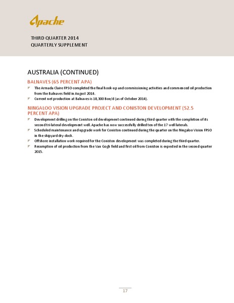Q3 2014 QUARTERLY SUPPLEMENT – Apache Corp – slide 18