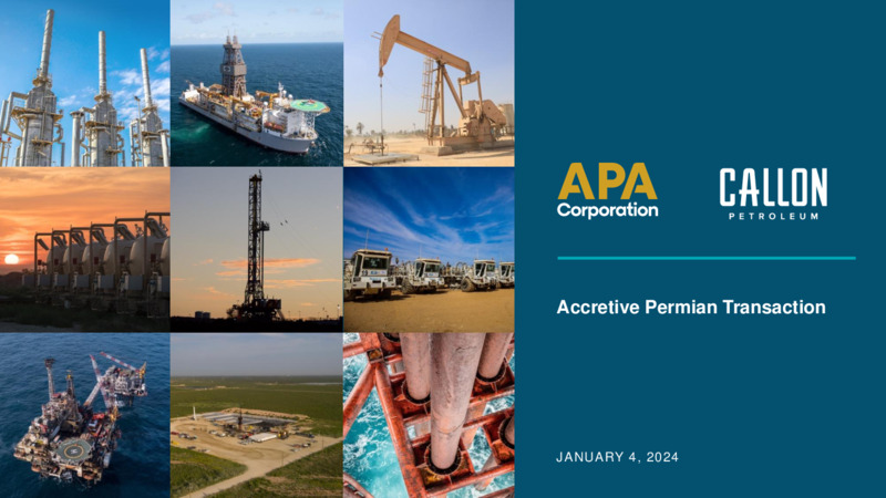 January 2024 Accretive Permian Transaction – APA Corp. – slide 1