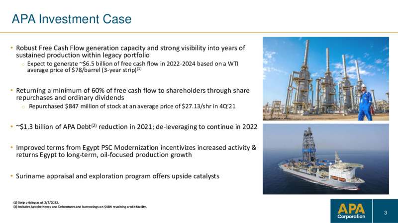 Investor Update March 2022 – APA Corp. – slide 2