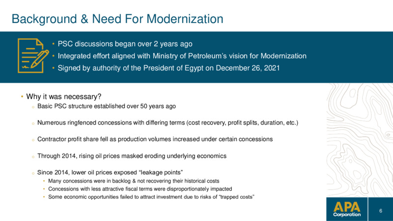 Egypt PSC Modernization – APA Corp. – slide 5
