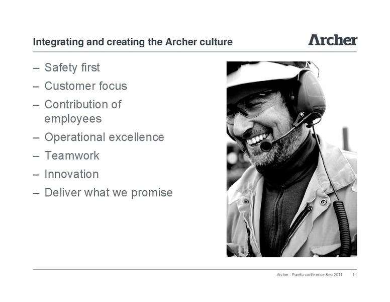 Pareto Conference – Archer Petroleum – slide 10
