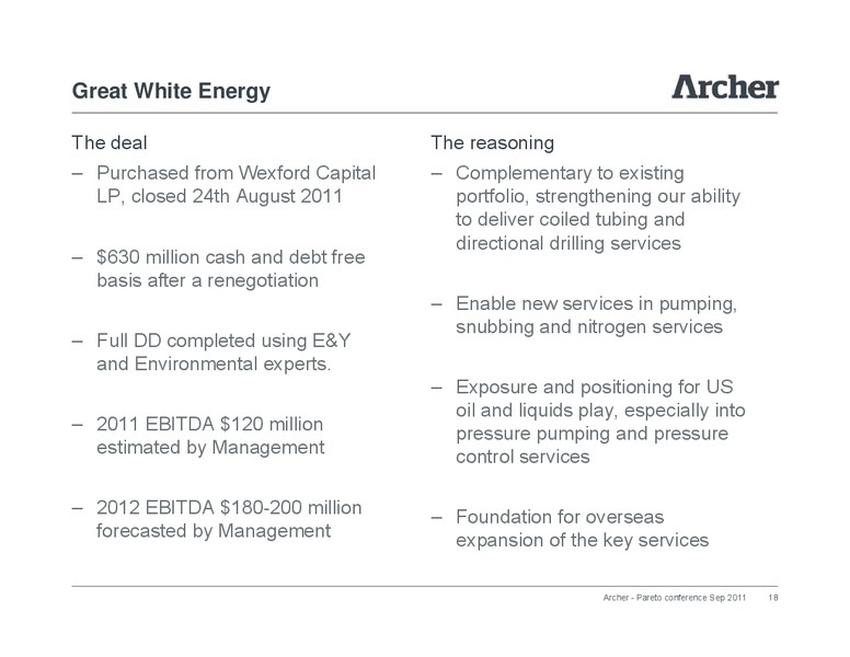 Pareto Conference – Archer Petroleum – slide 17