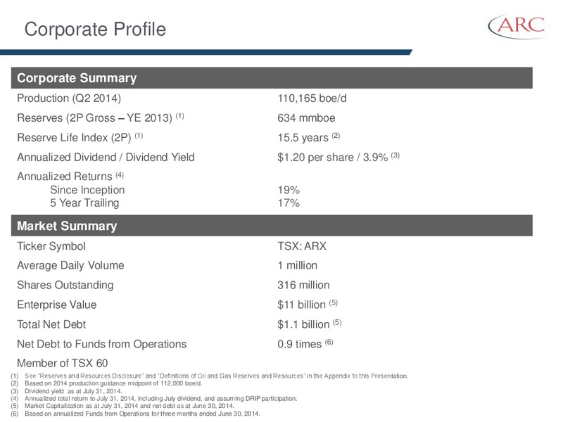 AUGUST 2014 INVESTOR PRESENTATION – Arc Resources Ltd. – slide 2