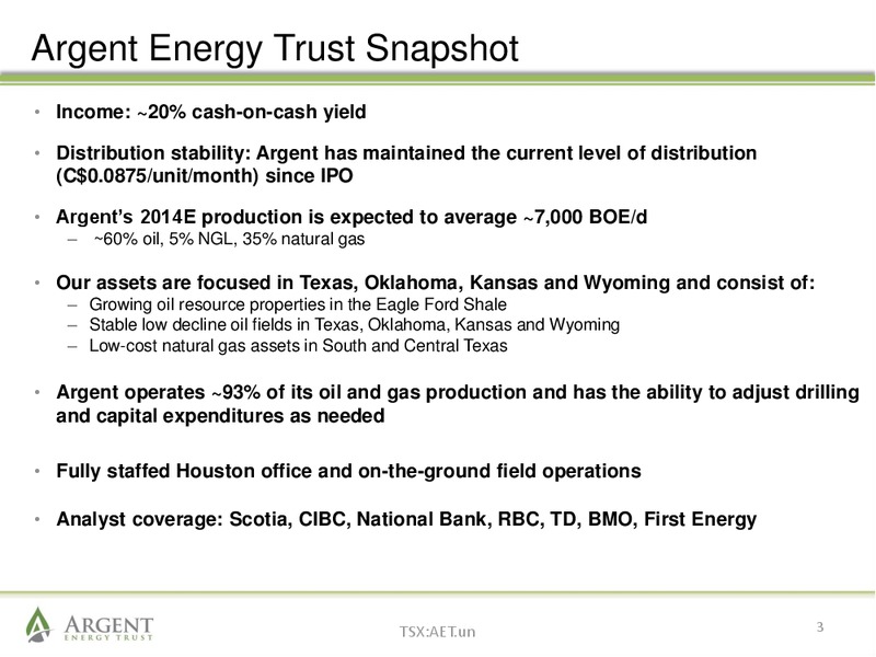 April 2014 Investor Presentation – Argent Energy Trust – slide 2