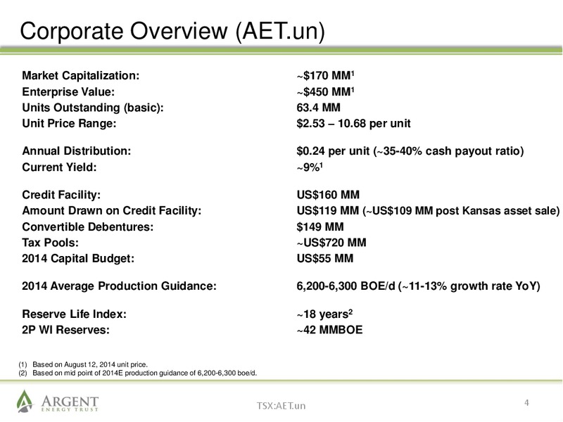 August 2014 Investor Presentation – Argent Energy Trust – slide 3
