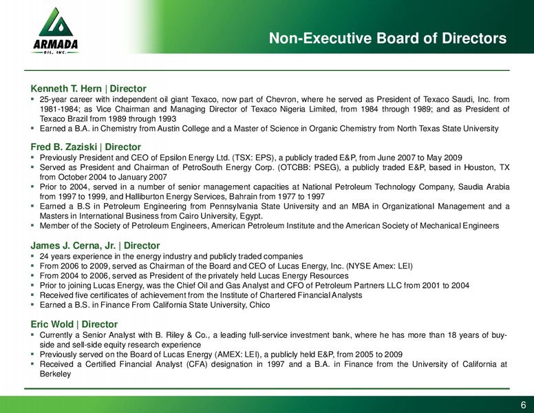 INVESTOR PRESENTATION – Armada Oil, Inc. – slide 5