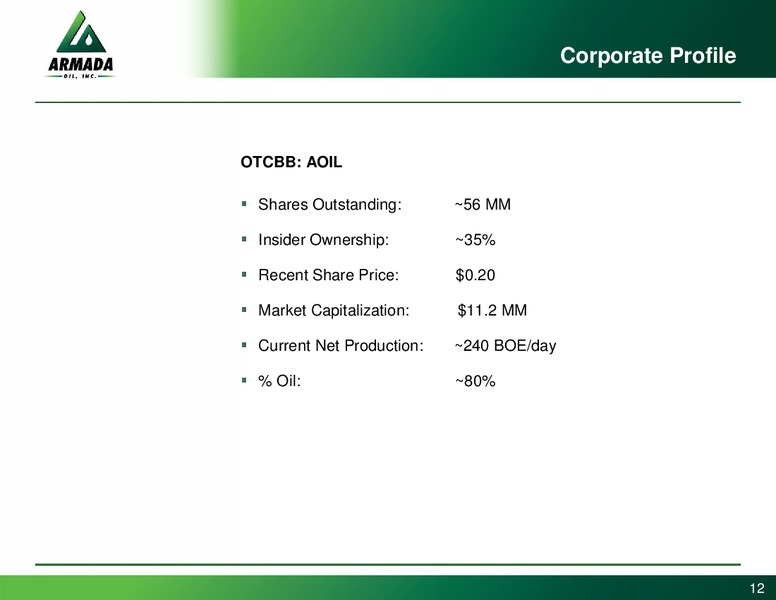 INVESTOR PRESENTATION – Armada Oil, Inc. – slide 11