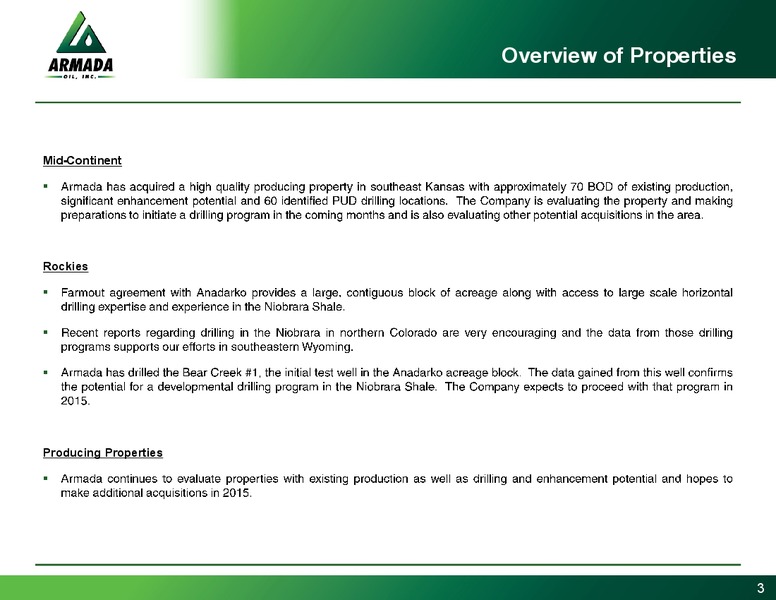 Investor Presentation – Armada Oil, Inc. – slide 2