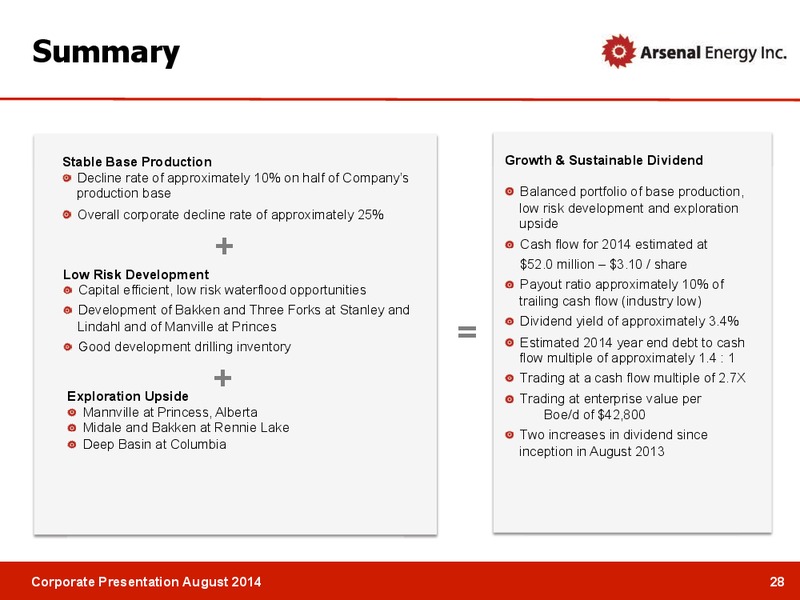 CORPORATE PRESENTATION – Arsenal Energy Inc. – slide 27