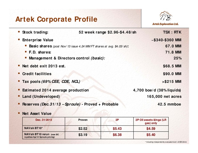 INVESTOR PRESENTATION – Artek Exploration Ltd. – slide 3