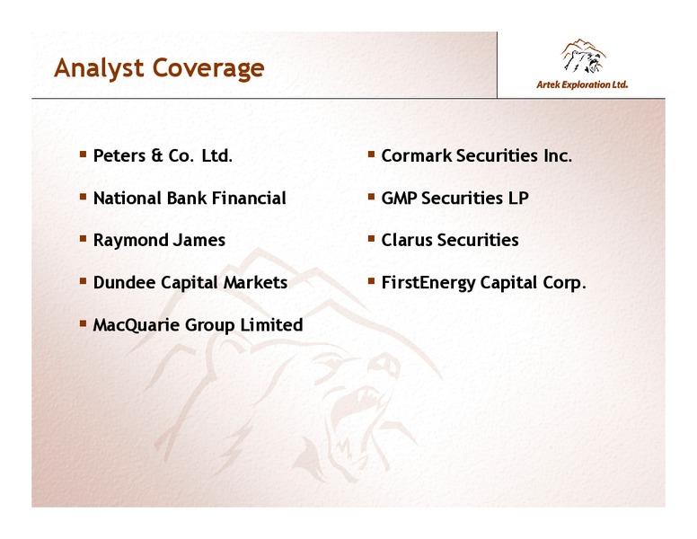 INVESTOR PRESENTATION – Artek Exploration Ltd. – slide 29