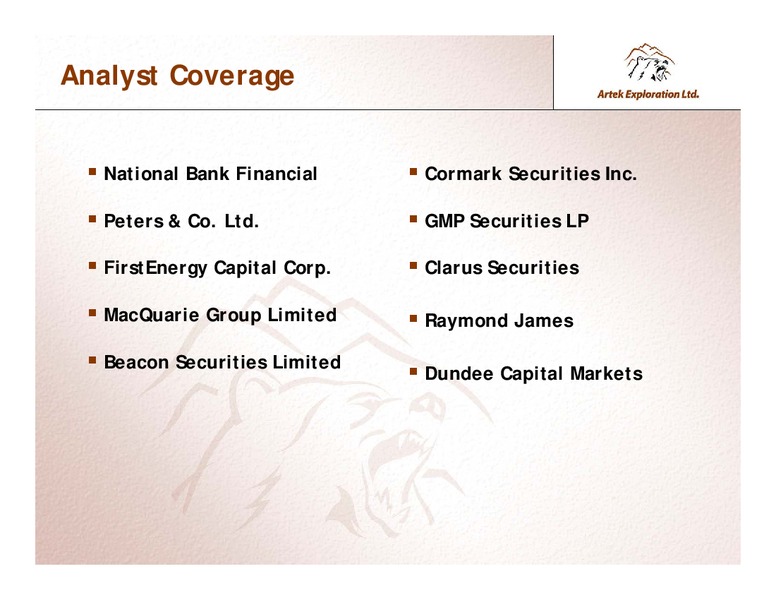 INVESTOR PRESENTATION – Artek Exploration Ltd. – slide 25