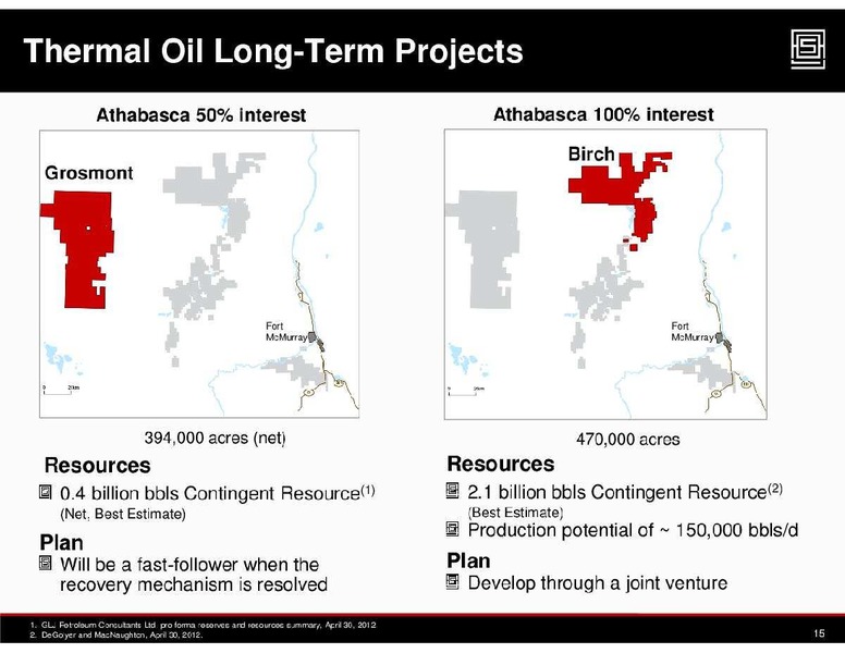 FIRSTENERGY CAPITAL EAST COAST ENERGY CONFERENCE – Athabasca Oil Corp – slide 15