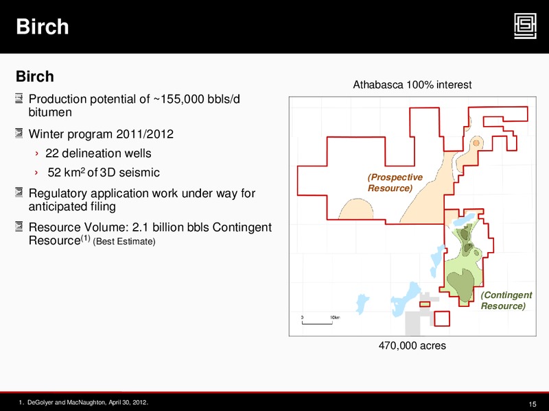 2012 CAPP INVESTMENT SYMPOSIUM – Athabasca Oil Corp – slide 14