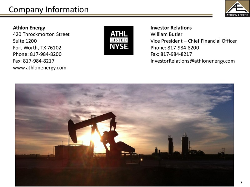 APRIL 2014 CORPORATE PRESENTATION – Athlon Energy Inc. – slide 7