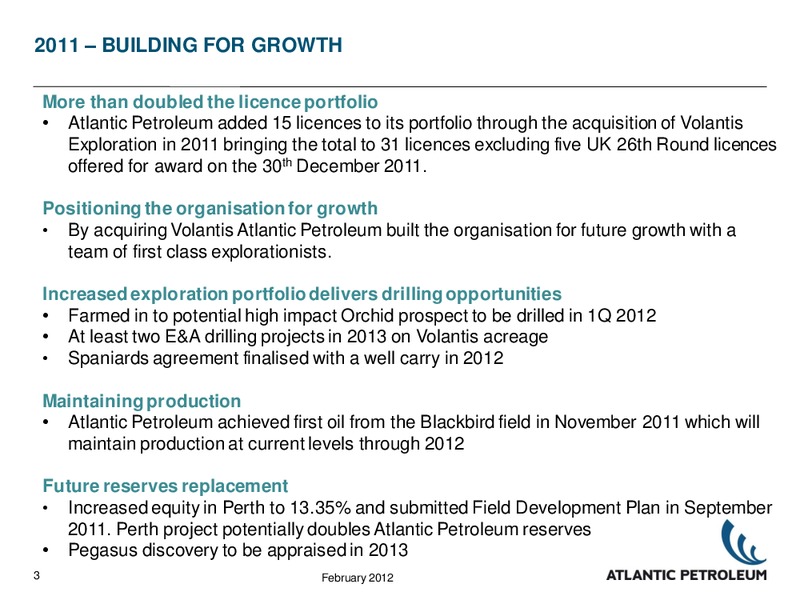 2011 RESULTS – Atlantic Petroleum – slide 2