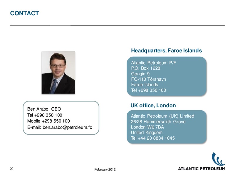 2011 RESULTS – Atlantic Petroleum – slide 19