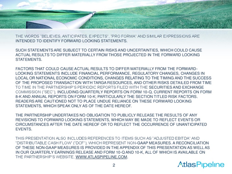 STEPHENS FALL INVESTMENT CONFERENCE – Atlas Pipeline Partners Lp – slide 2