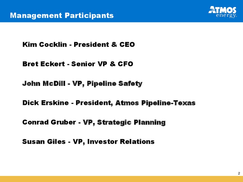 INVESTOR PRESENTATION – Atmos Energy – slide 2
