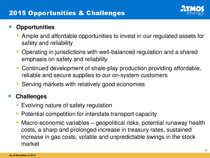 INVESTOR PRESENTATION – Atmos Energy – slide 11