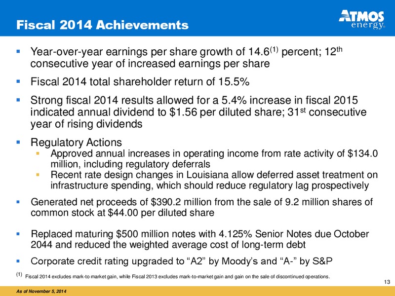 INVESTOR PRESENTATION – Atmos Energy – slide 13