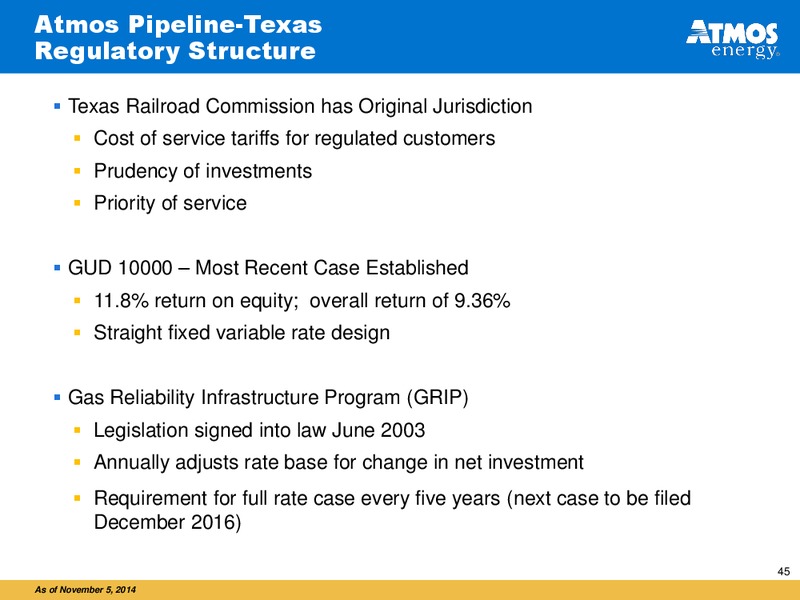 INVESTOR PRESENTATION – Atmos Energy – slide 45