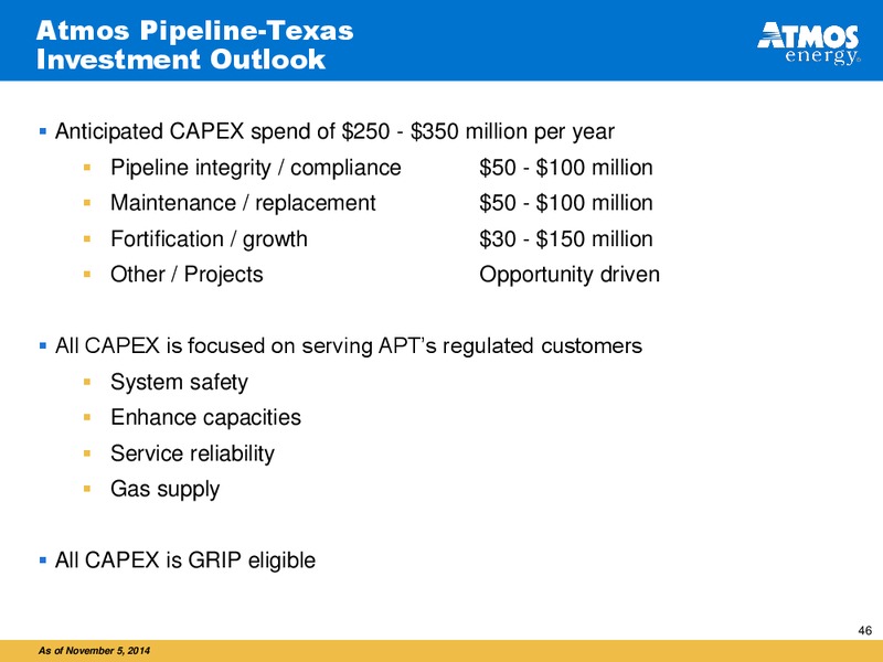 INVESTOR PRESENTATION – Atmos Energy – slide 46