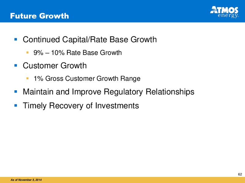 INVESTOR PRESENTATION – Atmos Energy – slide 62