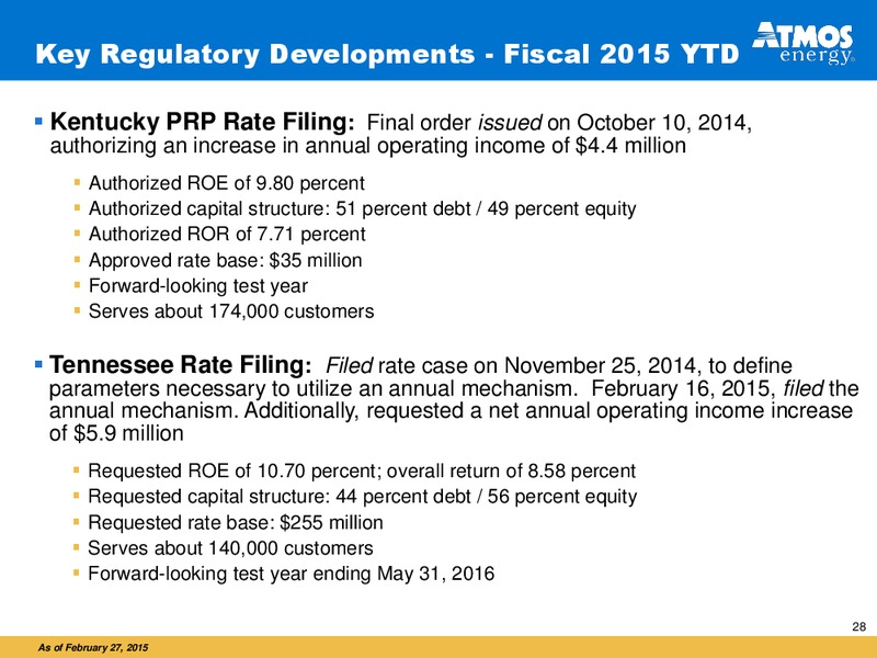 INVESTOR PRESENTATION – Atmos Energy – slide 27