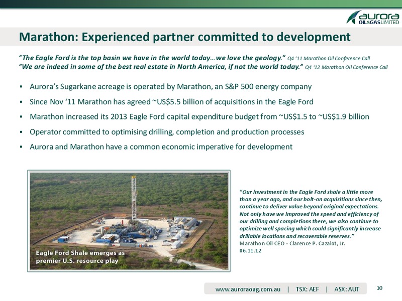COMPANY PRESENTATION MATERIAL – Aurora Oil & Gas Ltd. – slide 7