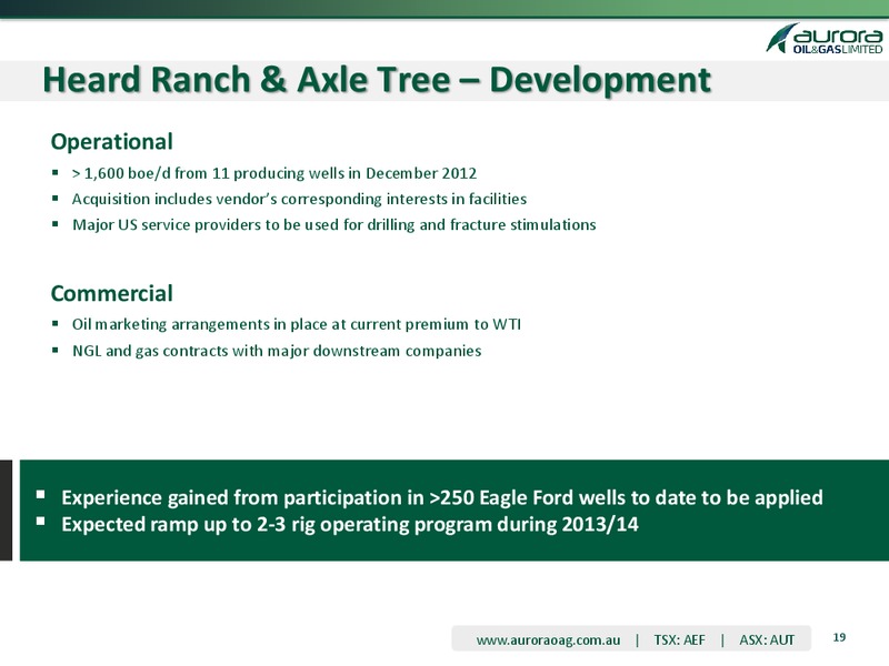 COMPANY ANNOUNCEMENTS PLATFORM AUSTRALIAN SECURITIES EXCHANGE – Aurora Oil & Gas Ltd. – slide 16