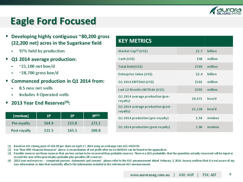 Q1 2014 OPERATING AND FINANCIAL RESULTS – Aurora Oil & Gas Ltd. – slide 5