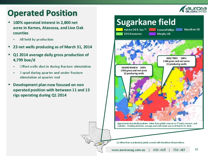 Q1 2014 OPERATING AND FINANCIAL RESULTS – Aurora Oil & Gas Ltd. – slide 11