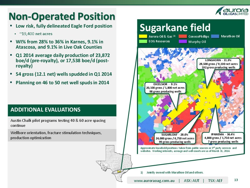 Q1 2014 OPERATING AND FINANCIAL RESULTS – Aurora Oil & Gas Ltd. – slide 12