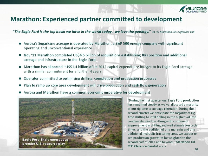 MAY 2012 CORPORATE PRESENTATION – Aurora Oil & Gas Ltd. – slide 9