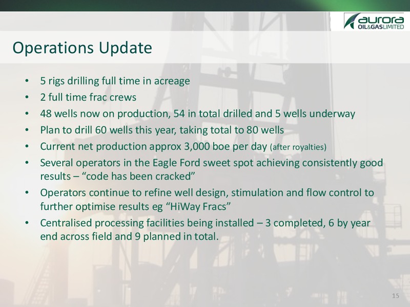 COMPANY PRESENTATION MATERIAL – Aurora Oil & Gas Ltd. – slide 12