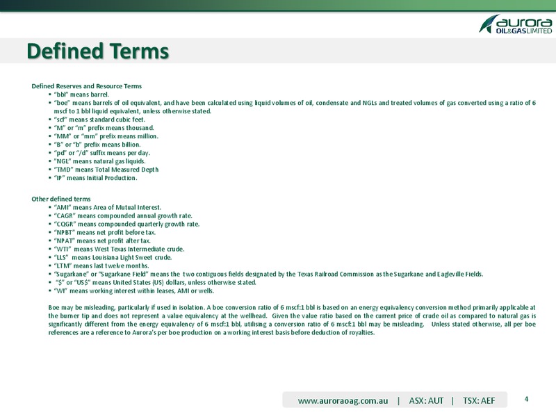 3RD QUARTER 2013 OPERATING AND FINANCIAL RESULTS – Aurora Oil & Gas Ltd. – slide 2