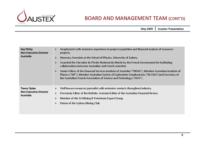 MAY 2009 INVESTOR PRESENTATION – Austex Oil Limited – slide 7