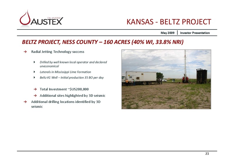 MAY 2009 INVESTOR PRESENTATION – Austex Oil Limited – slide 20