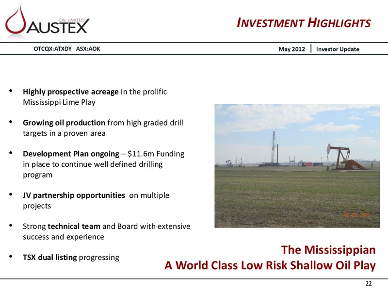 CORPORATE PRESENTATION – Austex Oil Limited – slide 21